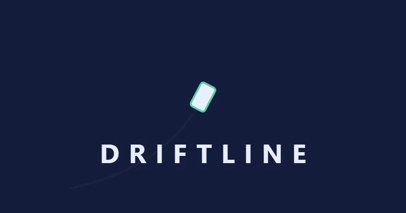 Driftline: a ship drifting in, with the game name below
